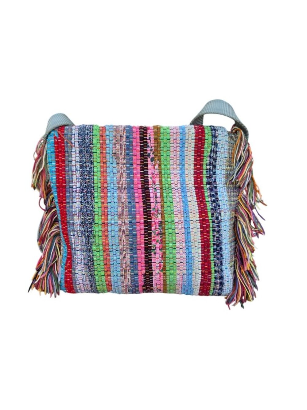 Handmade Boho Rag Rug Striped Shoulder Bag Tote - Picture 3 of 7
